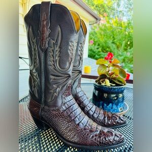 SOLD! Stallion Chocolate Brown American Hornback Alligator Cowgirl Boots